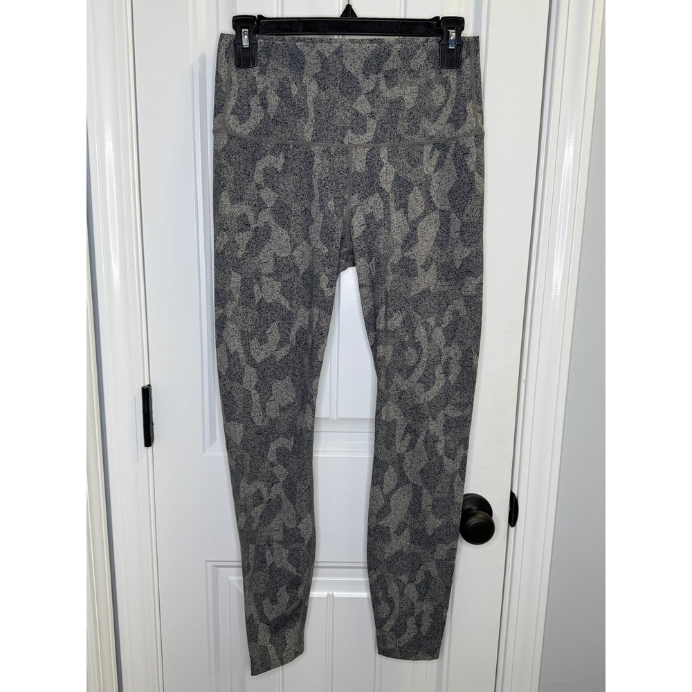 Varley Luna Leggings M Gray Camo High Rise Quiet Luxury Activewear Yoga